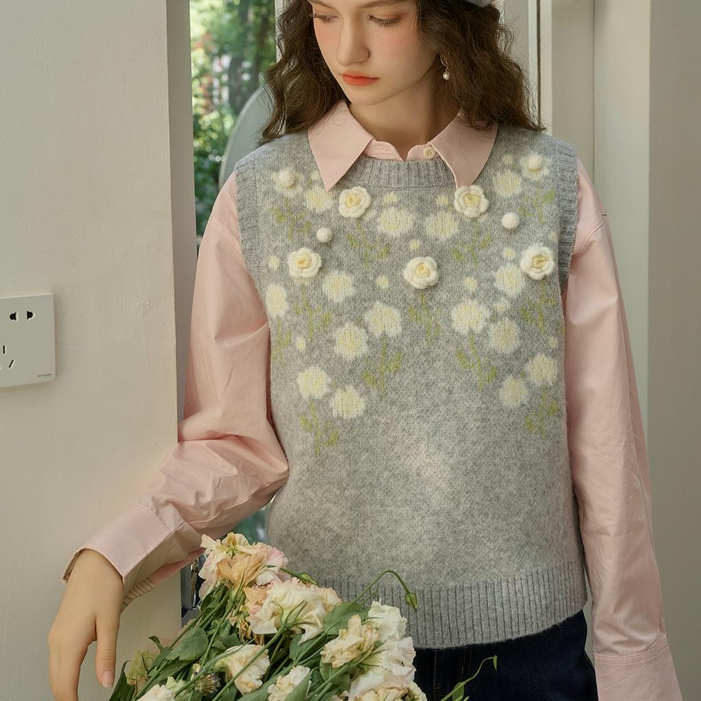 Dimanaf 2025 Toamnă Femei Pulovere Vestă Fără Mâneci Stil Broderie Imprimeu Tricotaj Casual Larg Scurt