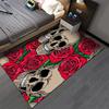 "Skull and Red Rose Printed Carpet with Gothic Art Design" Suitable for use as an anti-slip for living room bedroom sofas