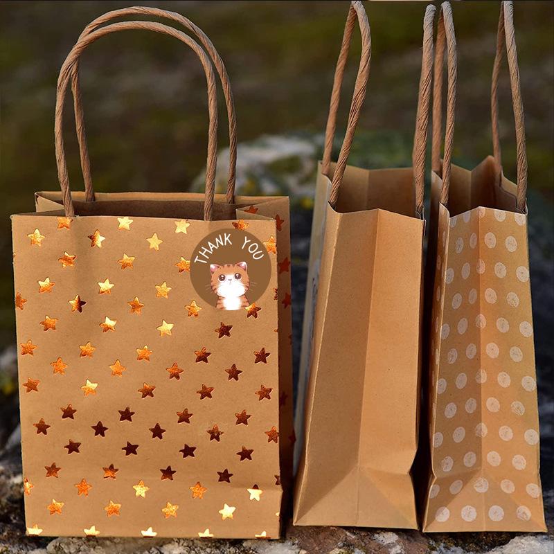 500 Sheets/Roll Cute Cartoon Cat Thank You Stickers - Round Self-Adhesive Envelope Seals