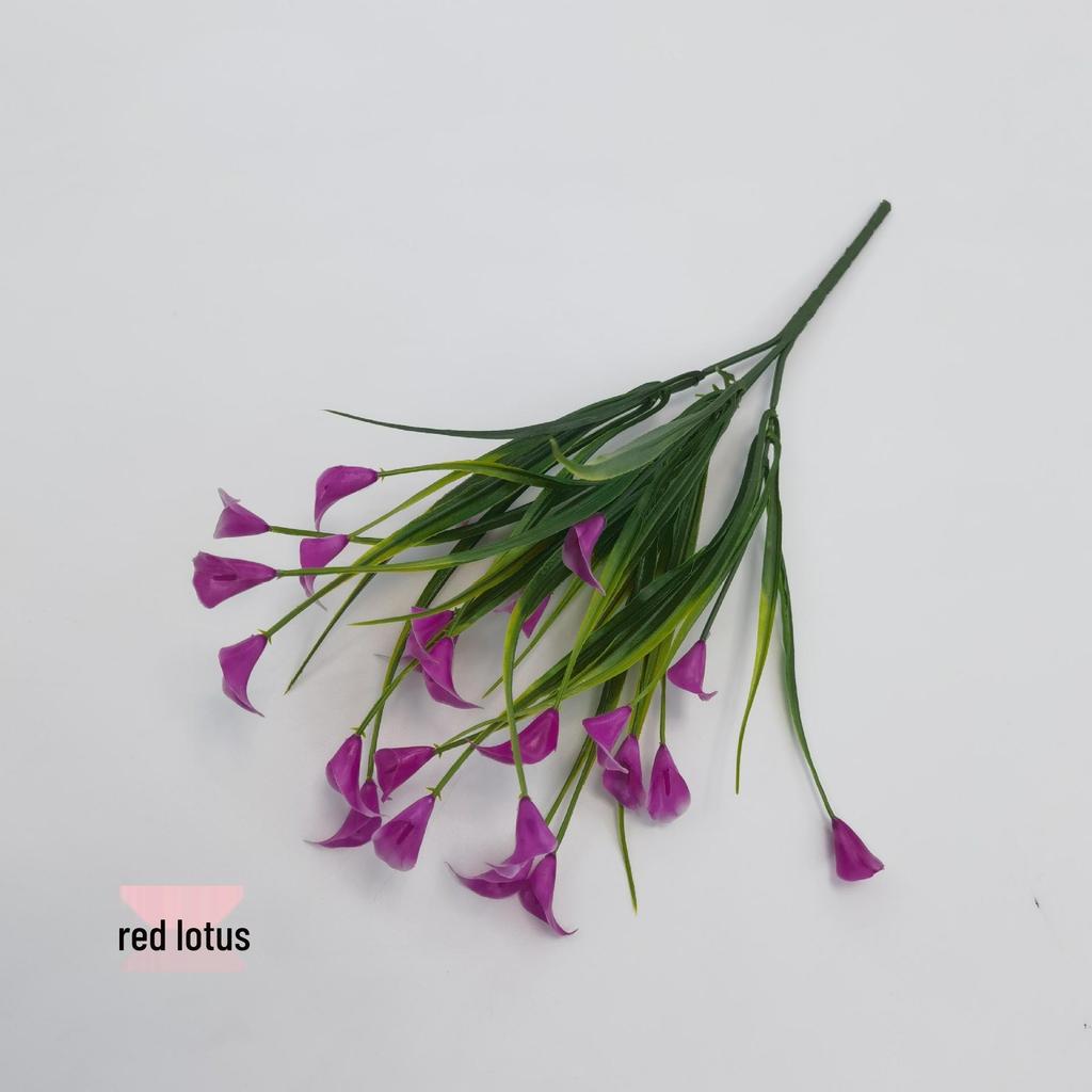 UV-Resistant Fake Calla Lily Bouquet, 5-Prong Spring Grass, for Weddings and Hotel Decor