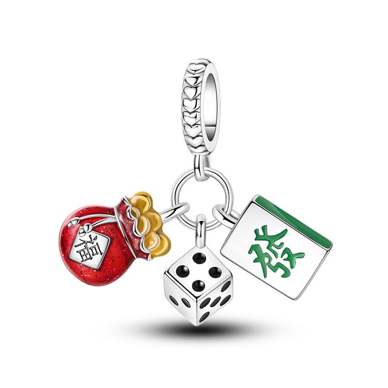 New Copper Chinese Knot Charm New YearS Traditional Lion Dance Bead Fits 3Mm Genuine Bracelet DoItYourself Jewellery Gift