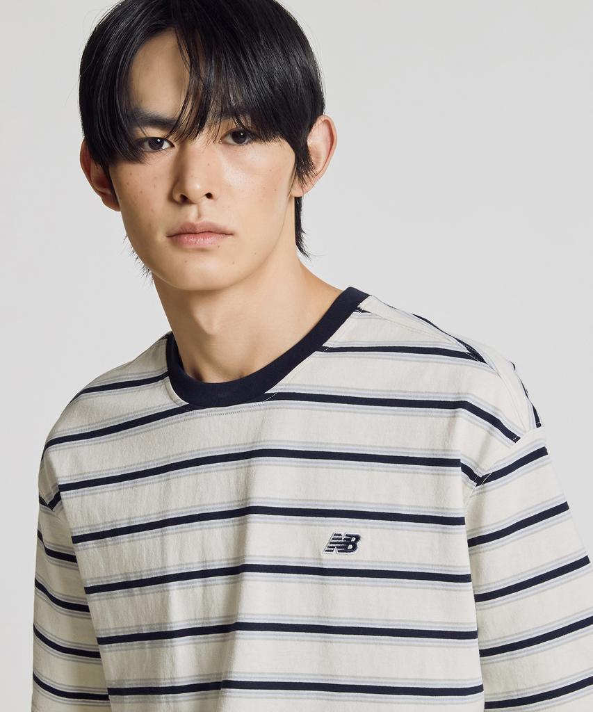 Nyuballanseu Nbneg31583 / Uni Track Club Striped Short Sleeve Tee (Cream)
