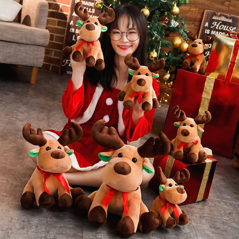 Cartoon Christmas Reindeer Plush Toy - Holiday Decoration & Gift for Girls and Kids.