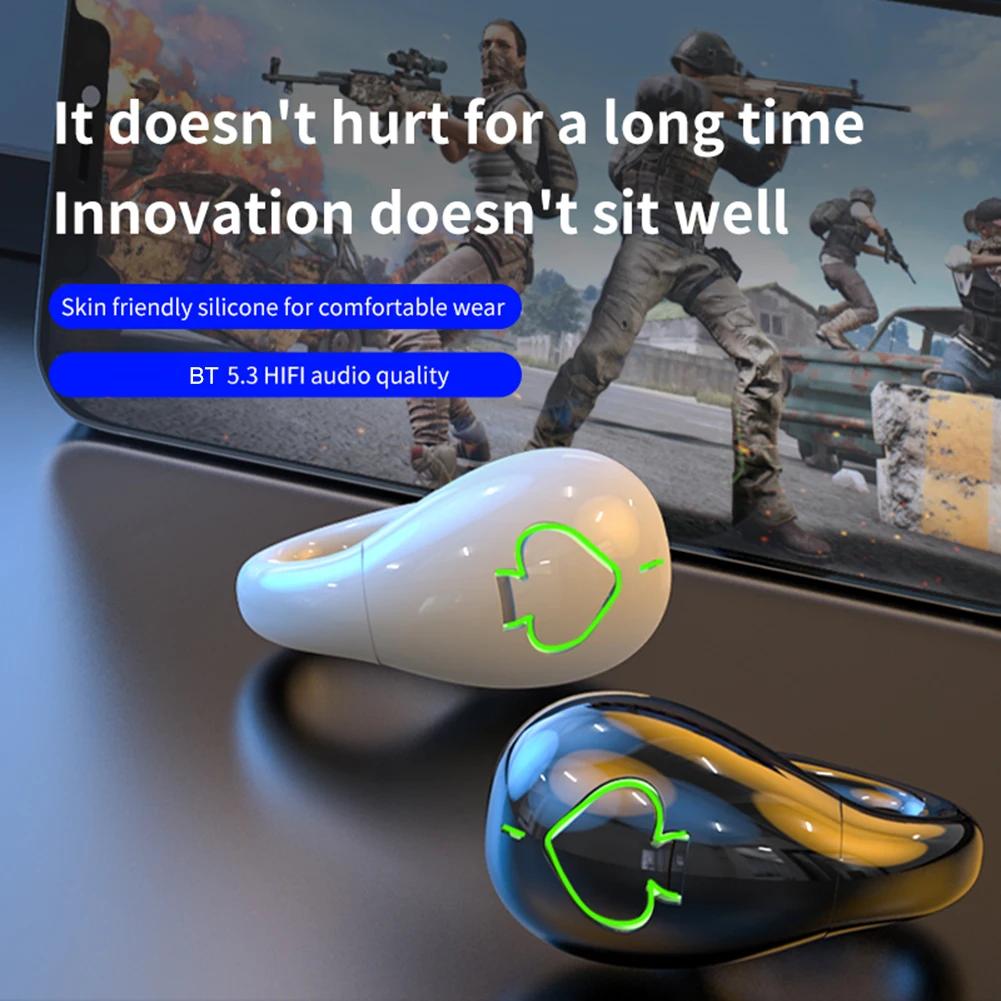 HIFI Stereo Single Ear Clip Earphones Bluetooth-Compatible 5.3 Handsfree Earbuds Bone Conduction Sport Gamer Headset