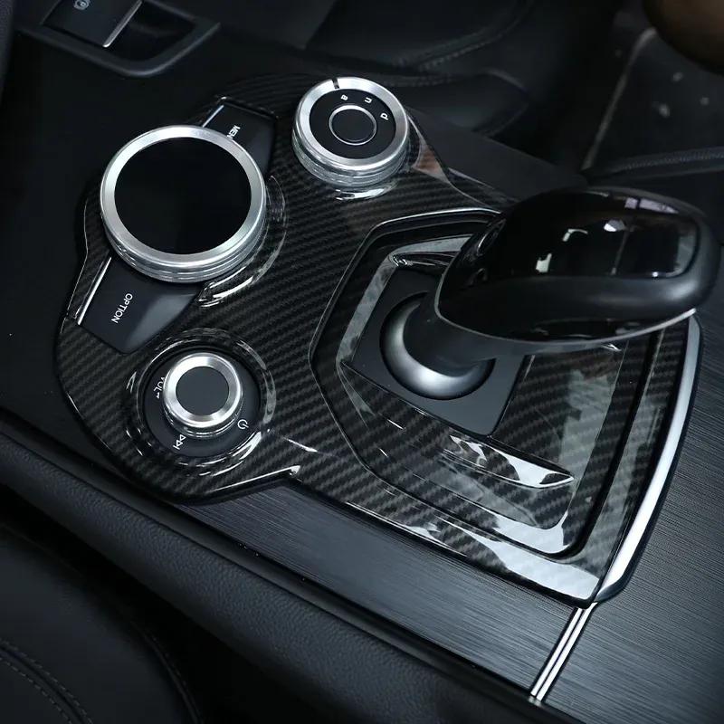 For Alfa Romeo Giulia Stelvio 2017- ABS Carbon Fiber Car Center Console Panel Cover Trim Sticker Interior Car Accessories