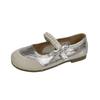 French flat-bottomed silver Mary Jane shoes women's 2025 summer new beautiful pearl with skirt evening fairy style single shoes