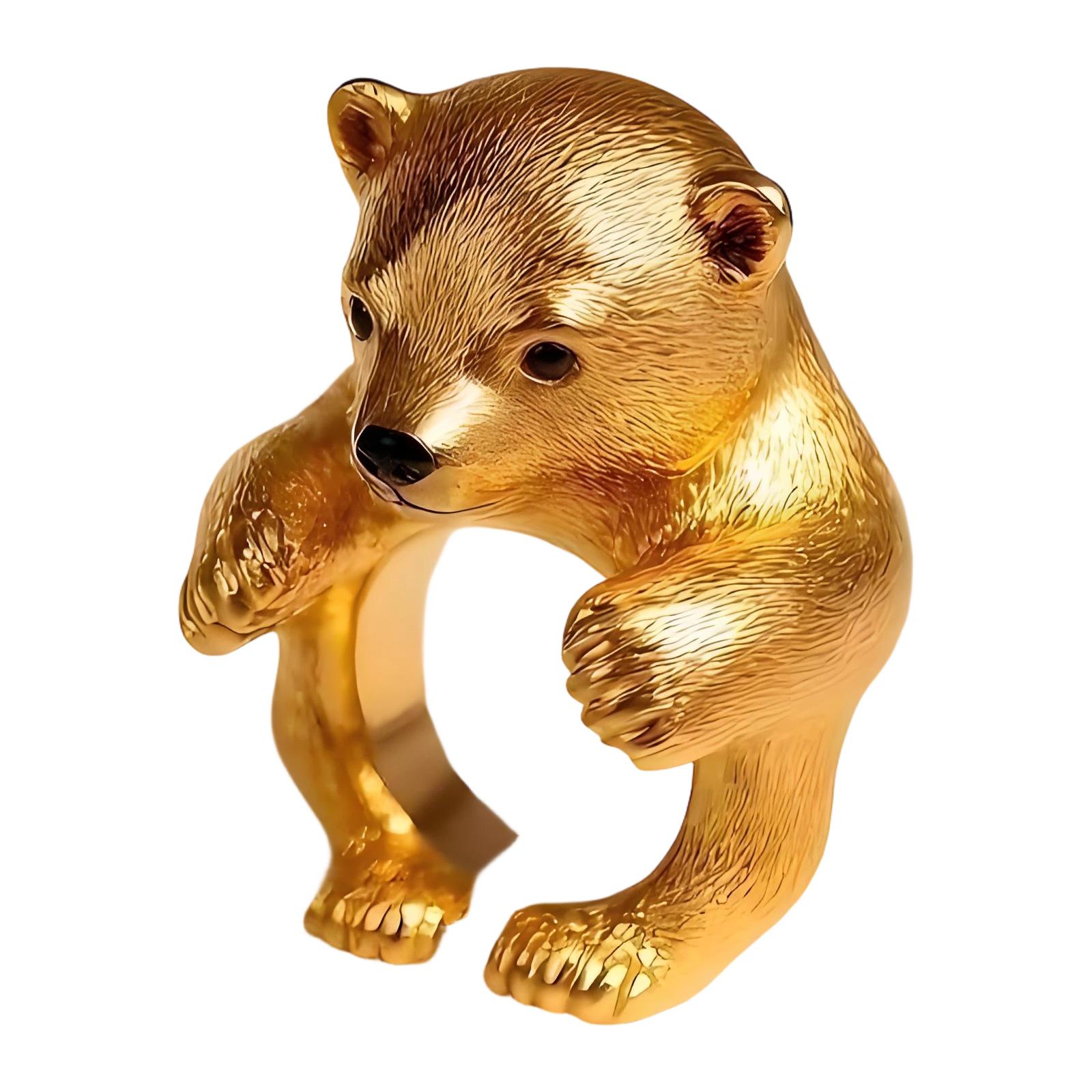 

Stylish Adjustable Bear Rings Trendy Accessory Everyday Lovely Hoop Alloy Texture Suitable for Teens and Youthful Adults 1
