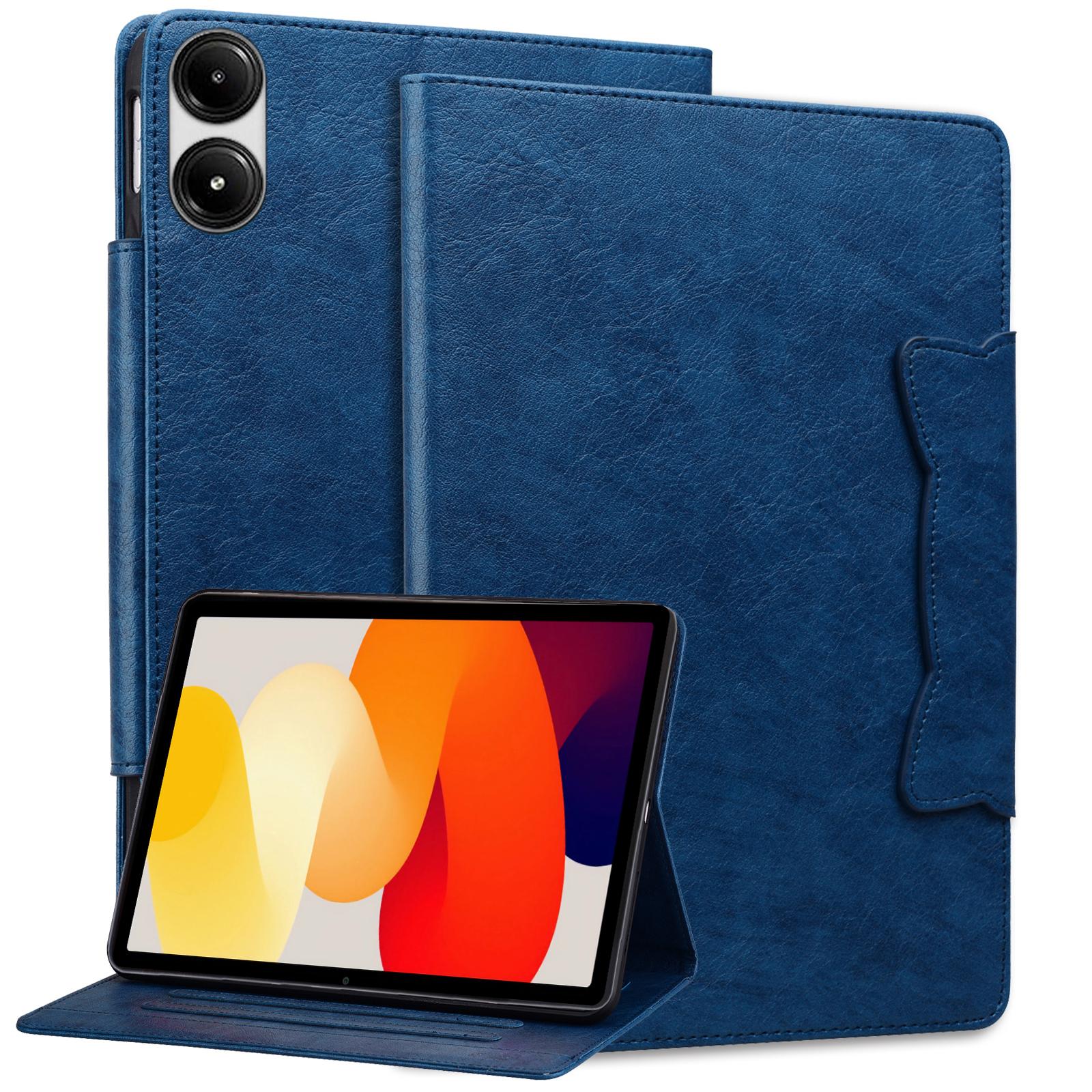 

For Xiaomi Redmi Pad SE Case Cat Buckle Closure Leather Protective Stand Cover Dark Blue