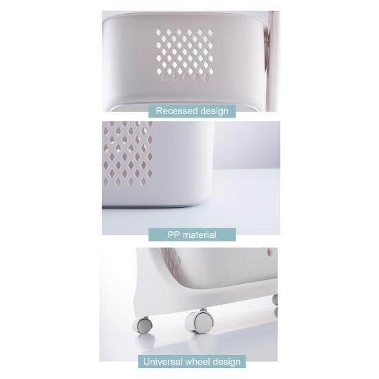 Yousheng Multi-Tier Rolling Laundry Hamper Dirty Clothes Basket Cart with Removable Basket Top Shelf Wheeled Laundry Storage Cart for Bedroom Bathroom