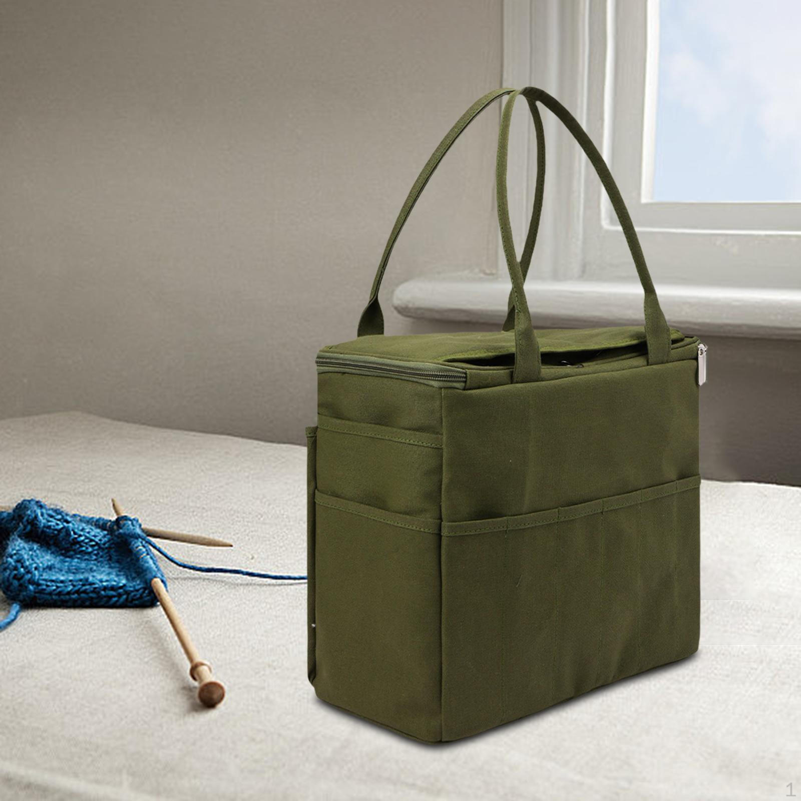 

Сумка для вязания крючком Вязание Портативные парусиновые легкие аксессуары Игла с несколькими карманами зелёный