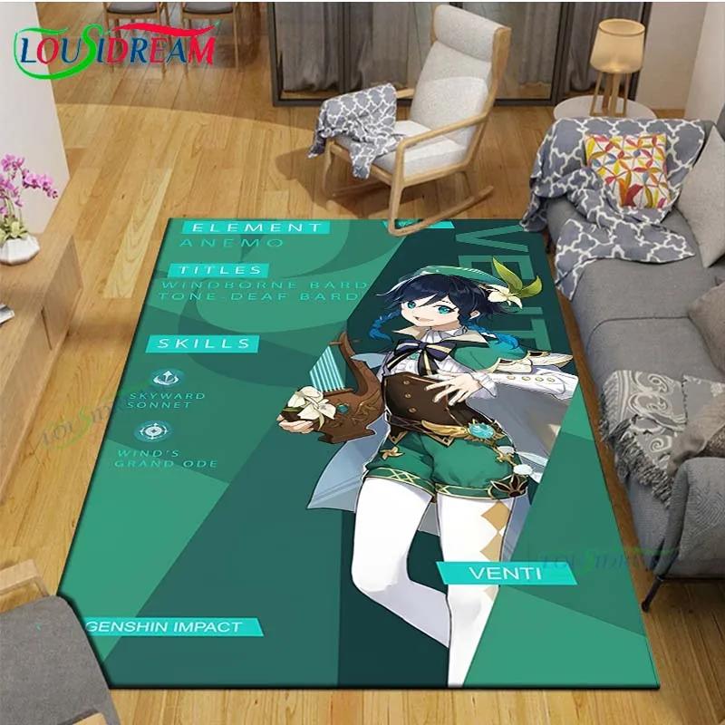 Popular Cartoon Game G-Genshin Impact Printed Carpet Living Room Anti-Skid Area Rug Kids Bedroom Mats Yoga Mat Carpet Decor Gift
