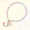Flowers on the Road New natural strawberry crystal and gray moonstone crystal niche original design14K Women's bracelet