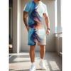 Men's 3D Print T-Shirt and Shorts Set, Letter Print Design, Suitable for Casual and Outdoor Sports