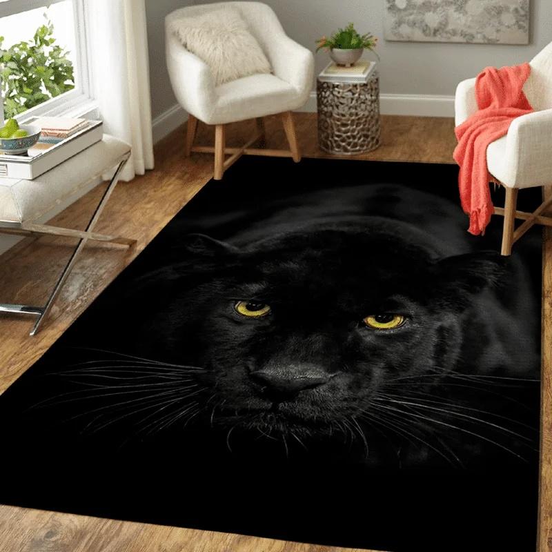 Panther Carpet Black Leopard Rug for Living Room Large Area Rug Animal Lion Tiger Doormat for Bedroom Home Decoration Tribal Rug
