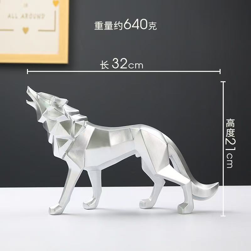 Modern Abstract Wolf Figurine - Geometric Animal Statue for Home or Office Resin Wolf Sculpture Handicraft