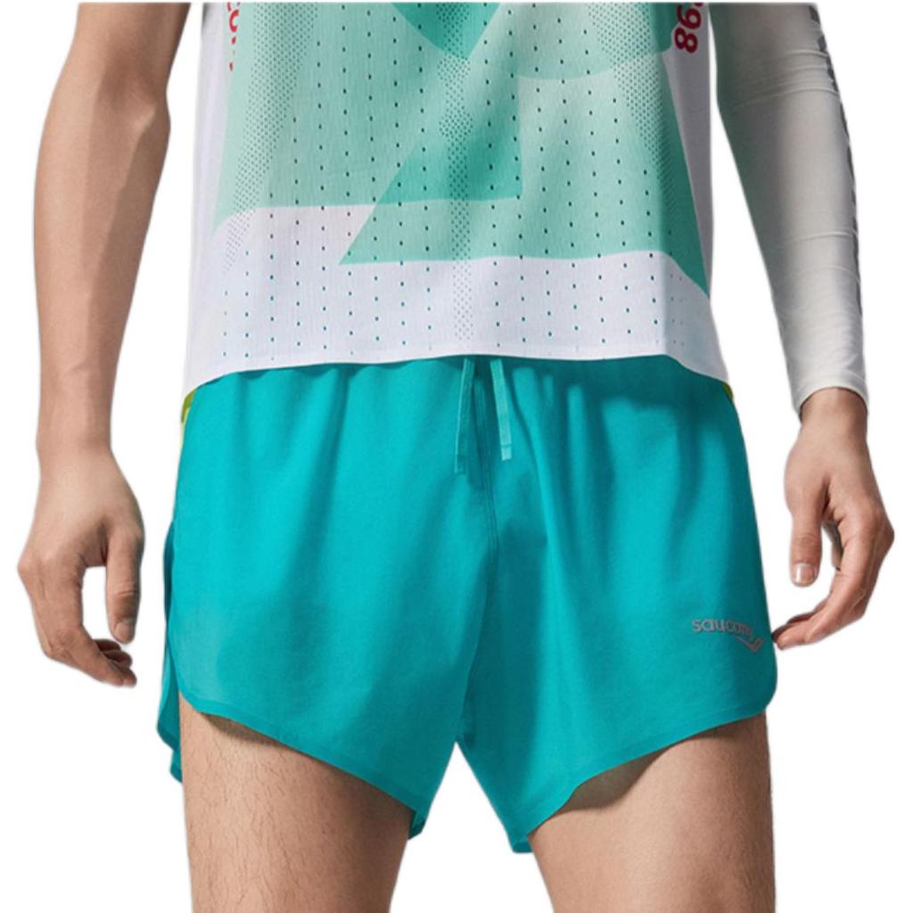 SAUCONY Racing Running Series Logo Letter Comfortable Lace-Up Casual Shorts Men Shorts Ceramic-Green SA2250DP64T-GE203