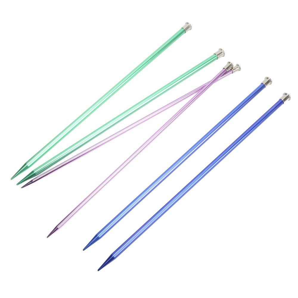 3.0-10.0mm Aluminum Knitting Needles 22pcs In 11 Sizes Colored Straight Needles  For Adults