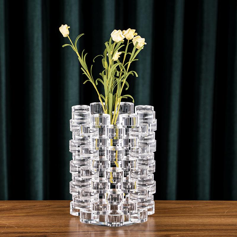 

Домашний декор Простая геометрическая цилиндрическая ваза для сращивания кристаллов Украшение гостиной Ваза Орнамент