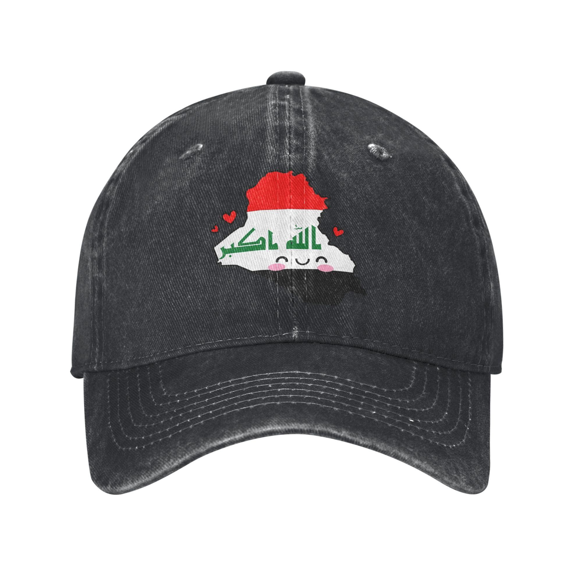 Unisex Women Iraq Flag Print Hats Classic Distressed Washed  Baseball Cap Adjustable Adjustable