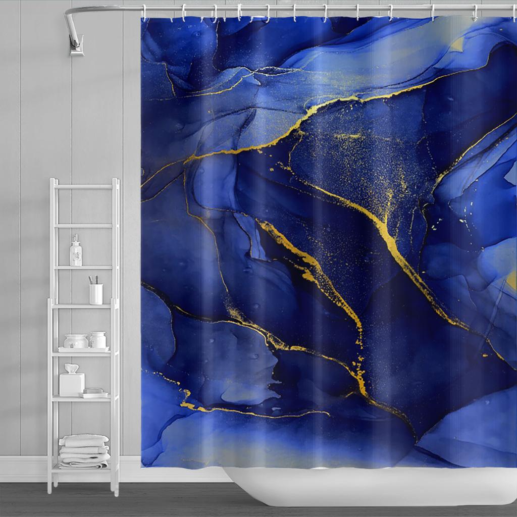 Мраморные занавески для душа с 3D принтом для ванной комнаты, мраморные занавески для ванной с золотыми прожилками, водостойкий чехол для купания из полиэстера с крючками