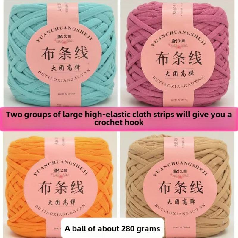 Large Stretch Fabric Strip Thread Medium Thick Thread Hand Woven Hollow Hooks Slippers Hooks Bag Thread Knitting Crochet Yarn