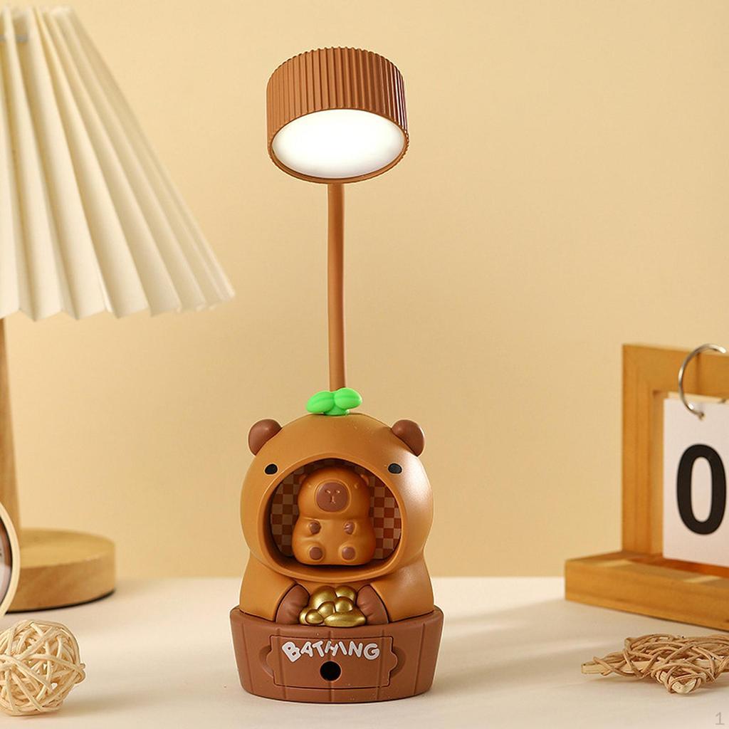 Capybara Desk Lamp Night Light Rechargeable,Novelty,with Pencil Sharpener Table for Bedroom