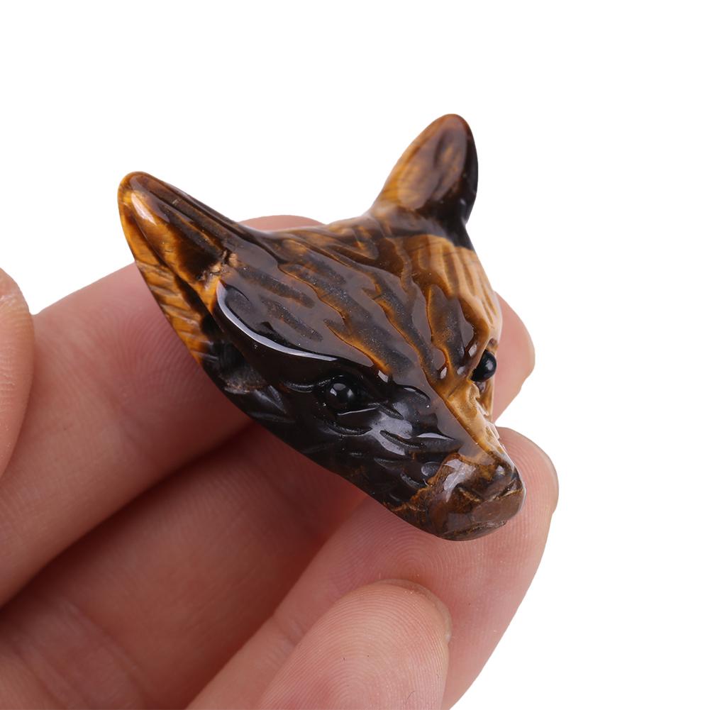 1pc Wolf Head Shaped Pendant Natural Tigers Eye Stone Charm Small Adornment 4cm