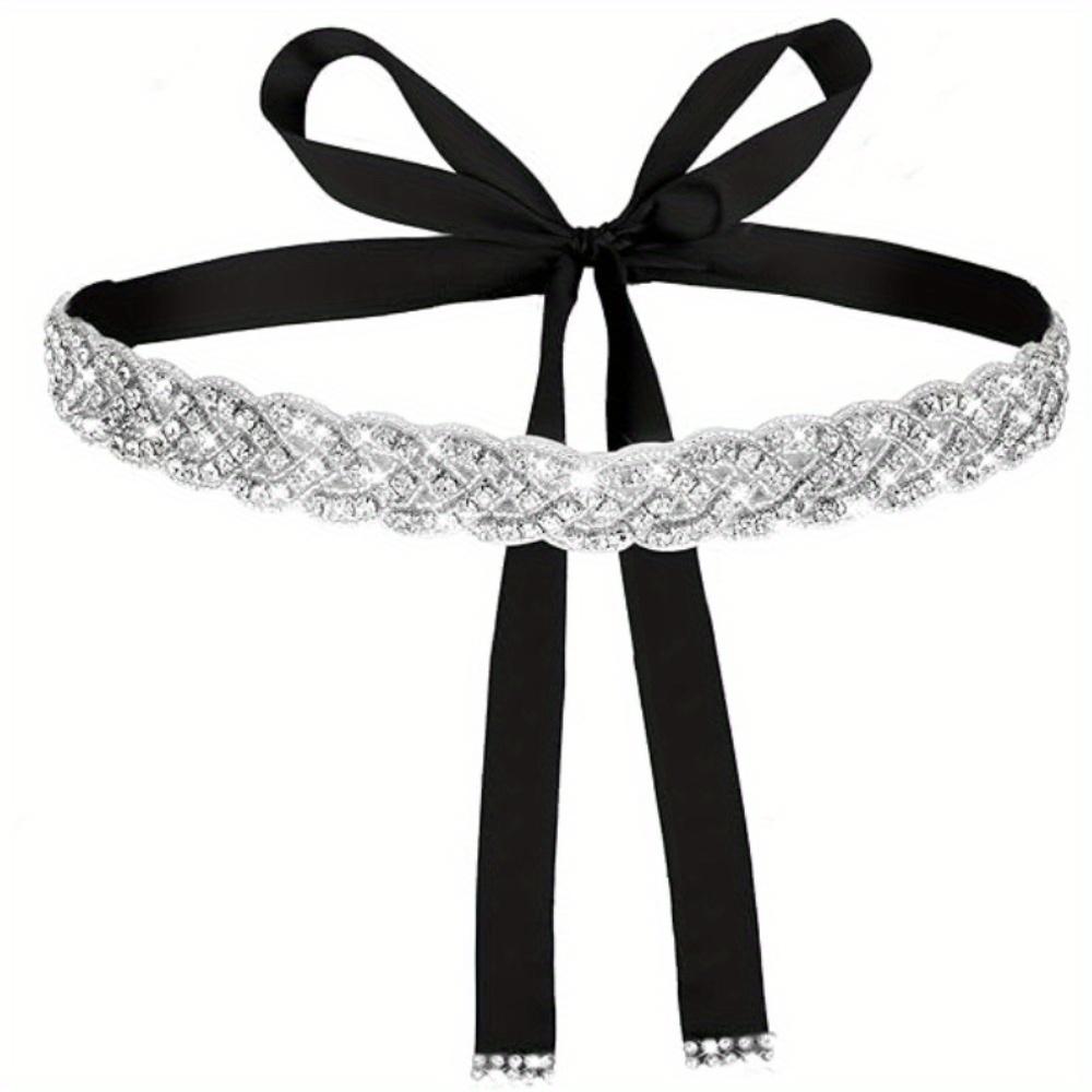 Bridal Rhinestone Belt for Women, Handcrafted Sparkly Rhinestone Belts for Formal Dress, Wedding Dress Belt Glitter чёрный