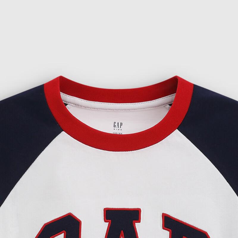 GAP Boys' Logo Print Colorblock Raglan Long Sleeve T-Shirt