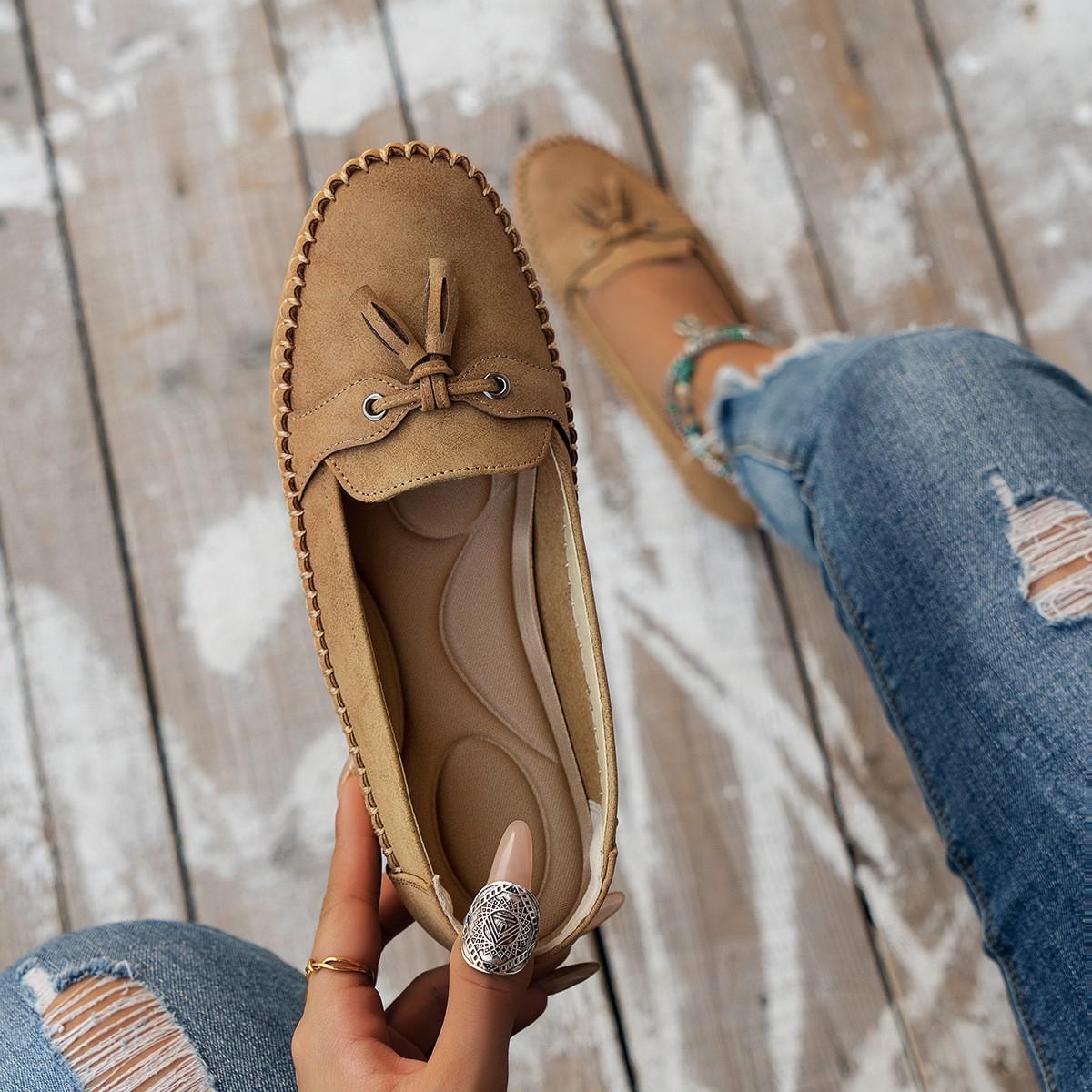 Spring and Autumn New Women s Flat Moccasins with Wheat Ears Decoration Lightweight Comfortable and Soft Women s Flat Shoes 36 абрикосовый 1609₽