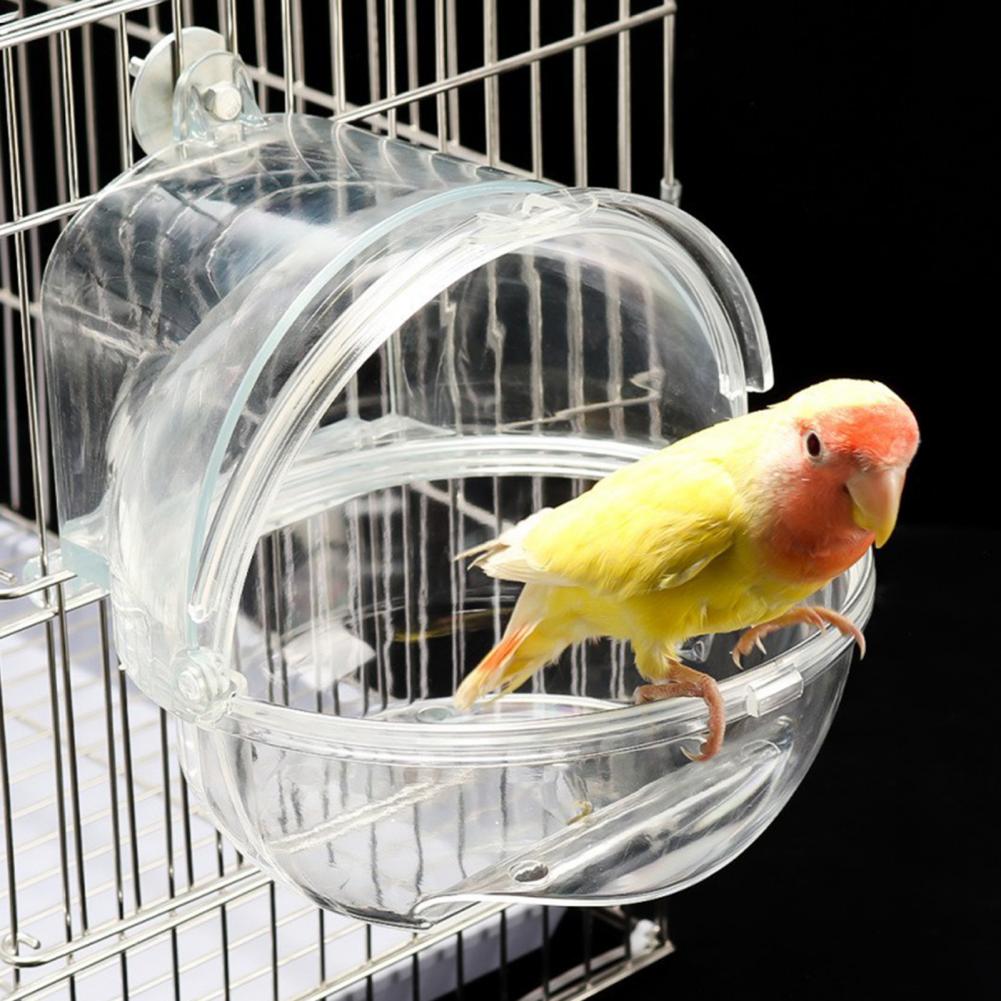 Birds Bath Option Birdcage Bathing Accessory 3-in-1 Hanging Parrot Bath for Lovebirds Finches Parakeets Transparent Birdcage