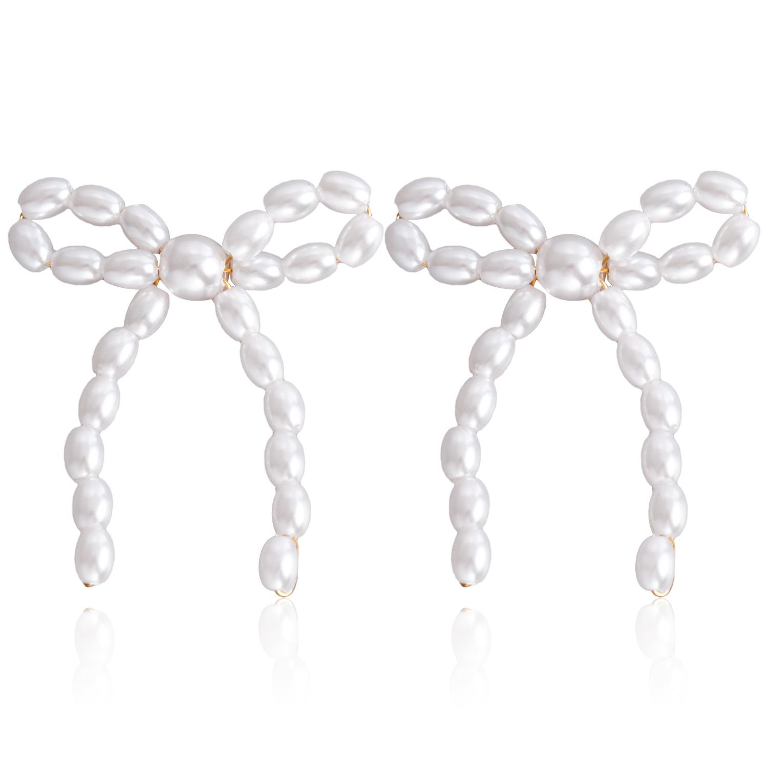 Elegant Pearl Zircon Bowknot Necklaces for Women Imitation Pearl Bow Choker Necklaces Exquisite Bowknot Tassel Pendant Necklace