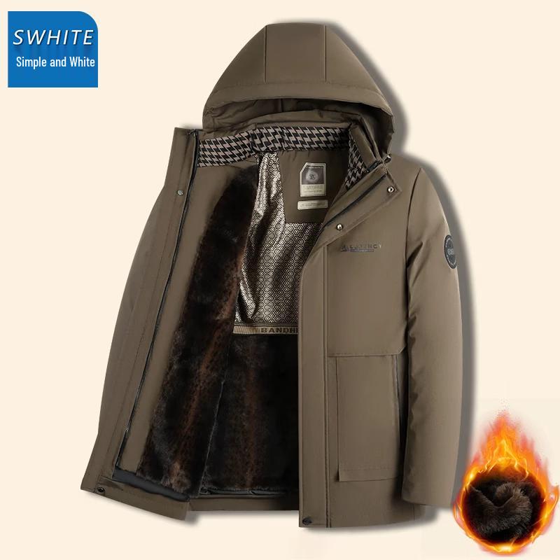 Men's Winter Fleece-Lined Hooded Puffer Jacket