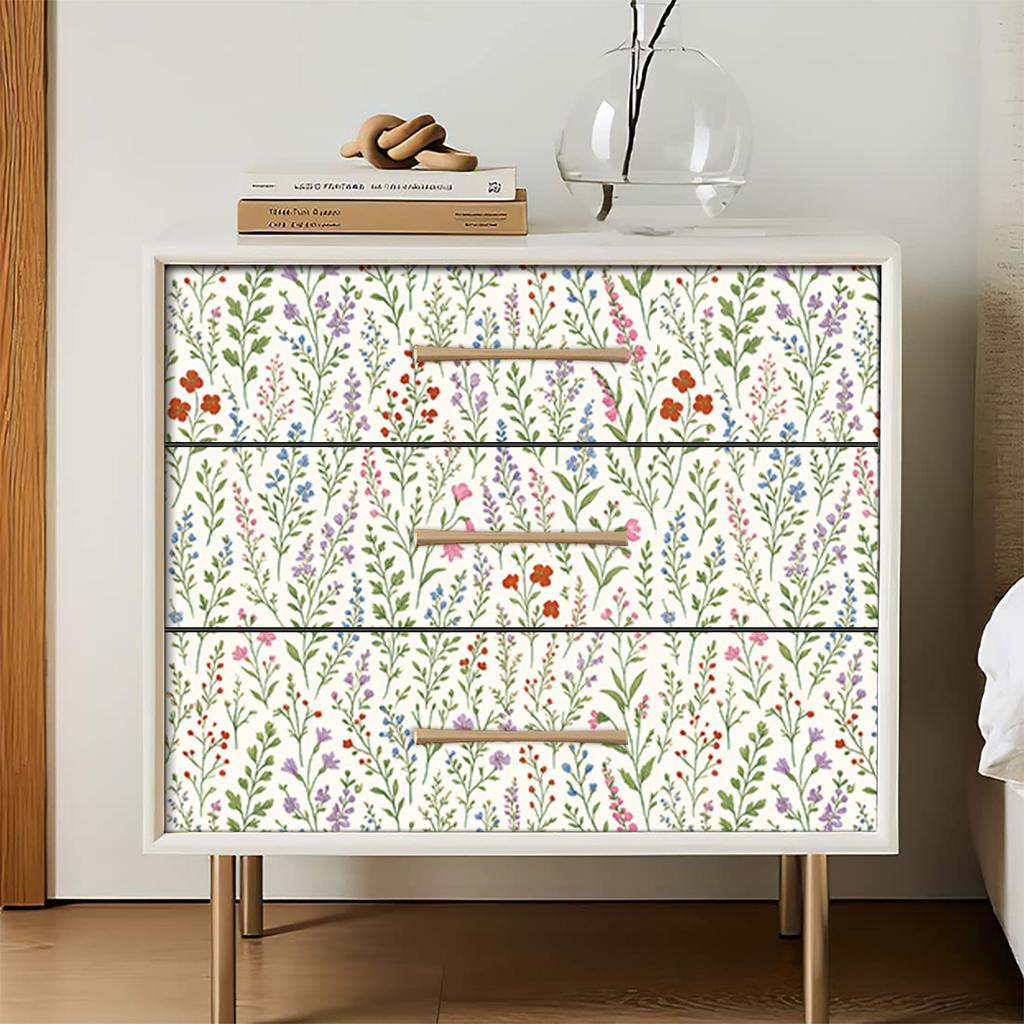Small Floral Peel and Stick Wallpaper Wildflower Botanical Removable Self Adhesive Contact Paper for Bathroom Bedroom Nursery