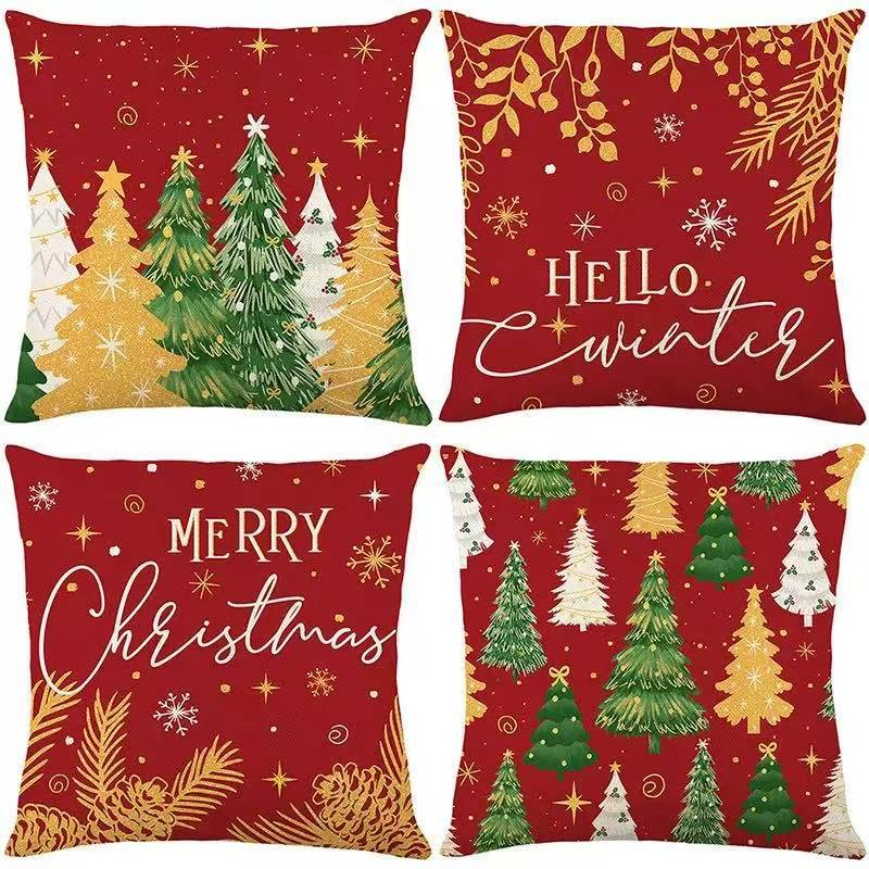 Santa Claus Bell Garland Pillow Cover Christmas Decorative Sofa Cushion Pillow Cover