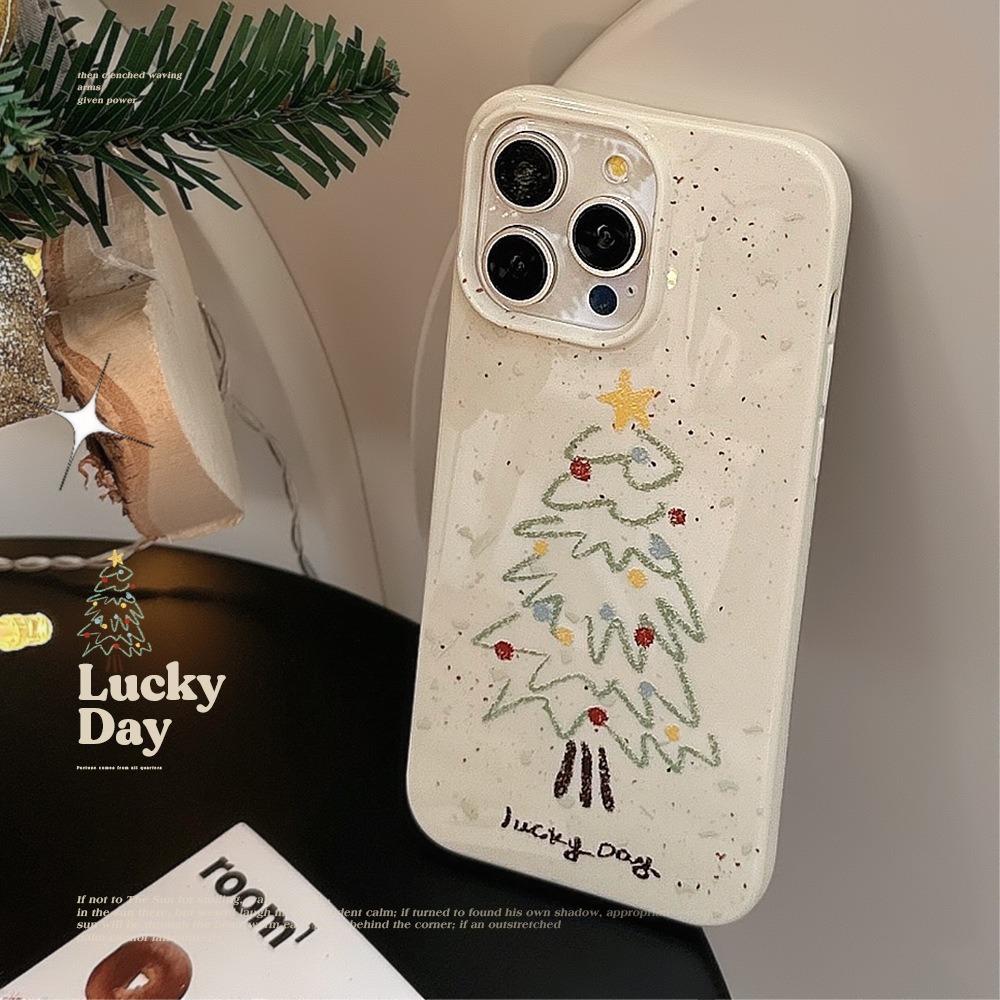 Ins Christmas Tree for IPhone16promax Mobile Phone Case 12 for Apple 15 Jelly Shell 11 Anti-fall 13 Soft 14