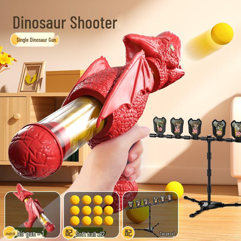 Children's Dino Soft Bullet Toy Gun with Lights & Spray for Interactive Battle Games