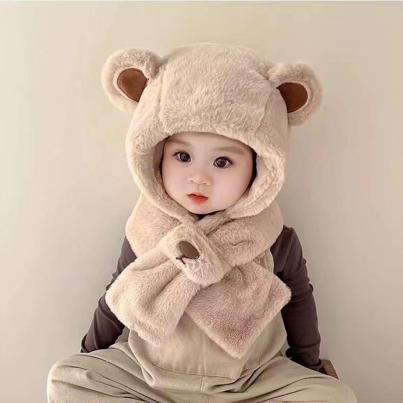 Cute Bear Hat & Scarf Set for Kids - Plush, Warm, Winter Style