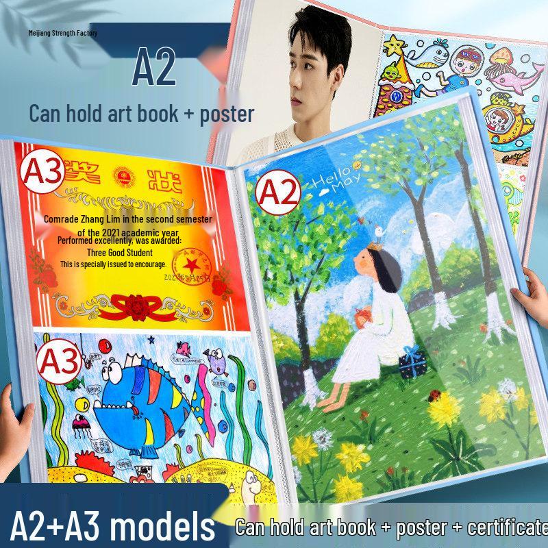Kunst- und Skizzenkollektion für Kinder: 2 Fotoalben, Aufbewahrung für Zeichnungen, Klammern für Papier/Poster, 3 Malbücher