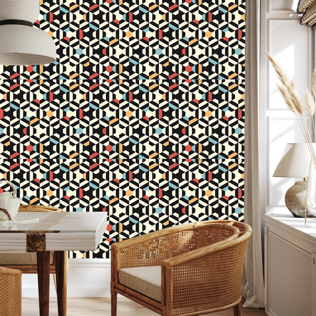 Geometric Abstract Pattern Wallpaper for Living Room and Bedroom 50x1000