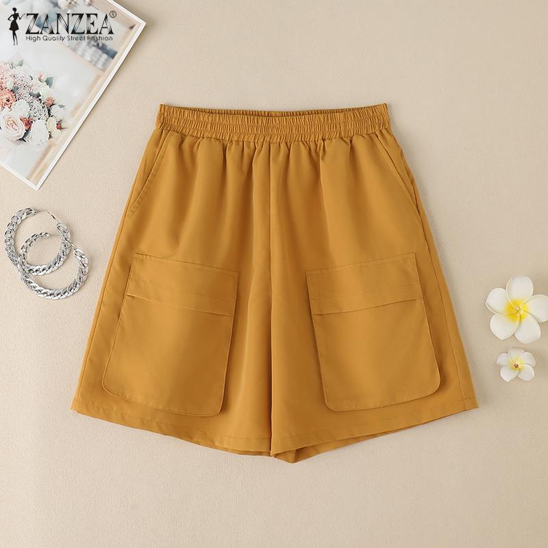ZANZEA Womens Summer Elastic Waist Loose Casual Shorts
