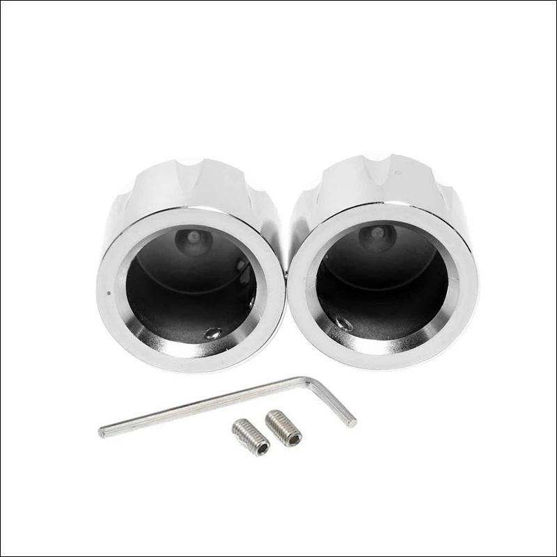 2 Pcs Motorcycle Black/Silver Aluminum Front Axle Cap Nut Cover For Harley Touring Sportster Glide Softail Dyna Street Glide C45