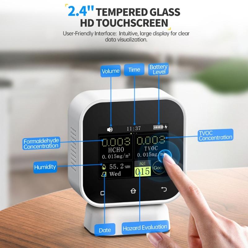 Real Time Formaldehyde Detector With Air Quality Monitor Humidity TVOC Data Record For Indoor Health Risk Assessment