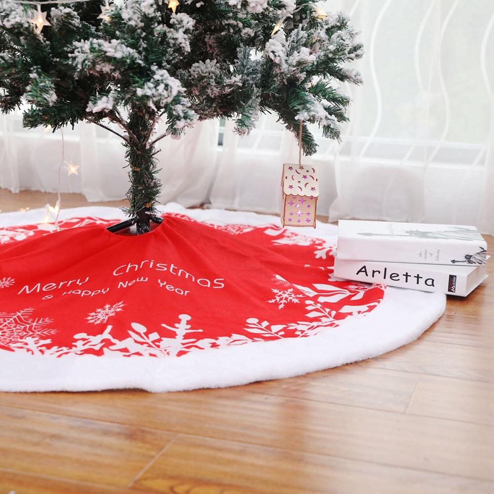 Christmas Tree Skirt, 1pcs Christmas Tree Mat Plush Faux Fur Xmas Tree Skirt Base Cover for Home Christmas New Year Ornaments