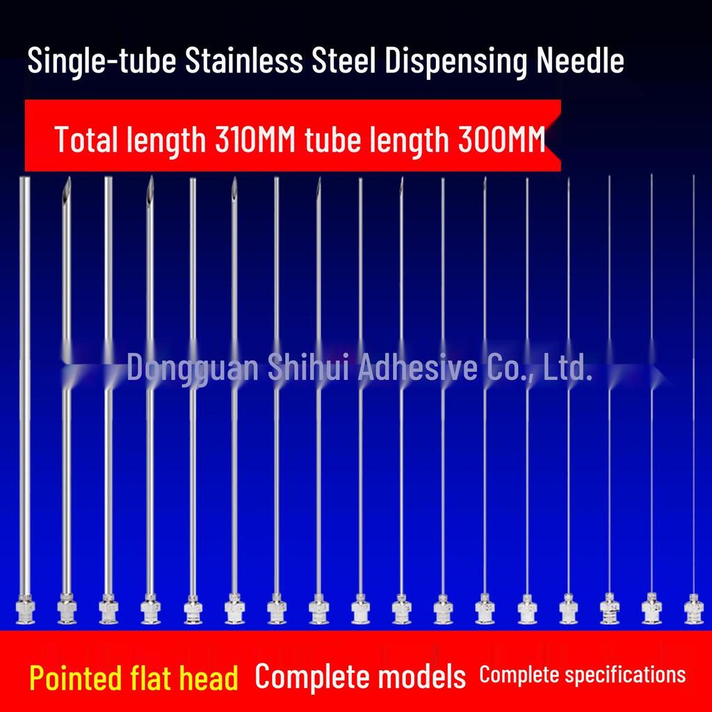 Stainless Steel 310mm Flat Tip Glue Dispensing Syringe with Sharp Needle