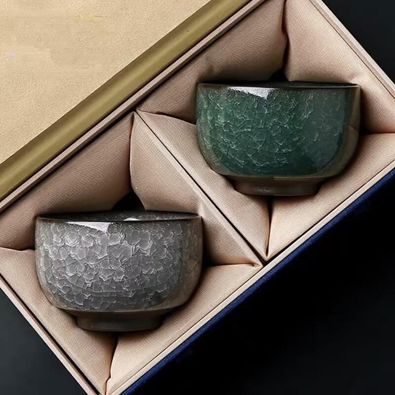 Black Ice Flower Master Cup Single Cup High-End Couple Pair Of Kung Fu Teacups Tea Cup Ice Crack Tea Cup Tea Bowl