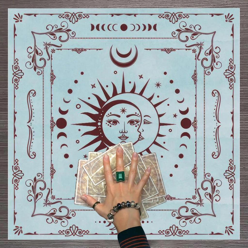Tarot Card Tablecloth Altars Cloth Moon/Butterfly/Flower Tablecloth Astrology Divinations Non-Slip Mat Tapestry Decors