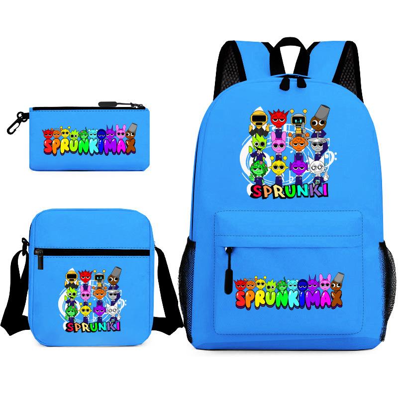Anime Cartoon Backpack Sprunki Large Capacity Primary School Student Schoolbag Satchel Pencil Case