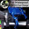 Motorcycle Scooter Phone Holder Qc3.0 Usb Fast Charger Handlebar Mount