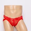 Men's sexy panties, low-rise men's briefs, sexy lace fully transparent panties, sexy flower panties on men's beds